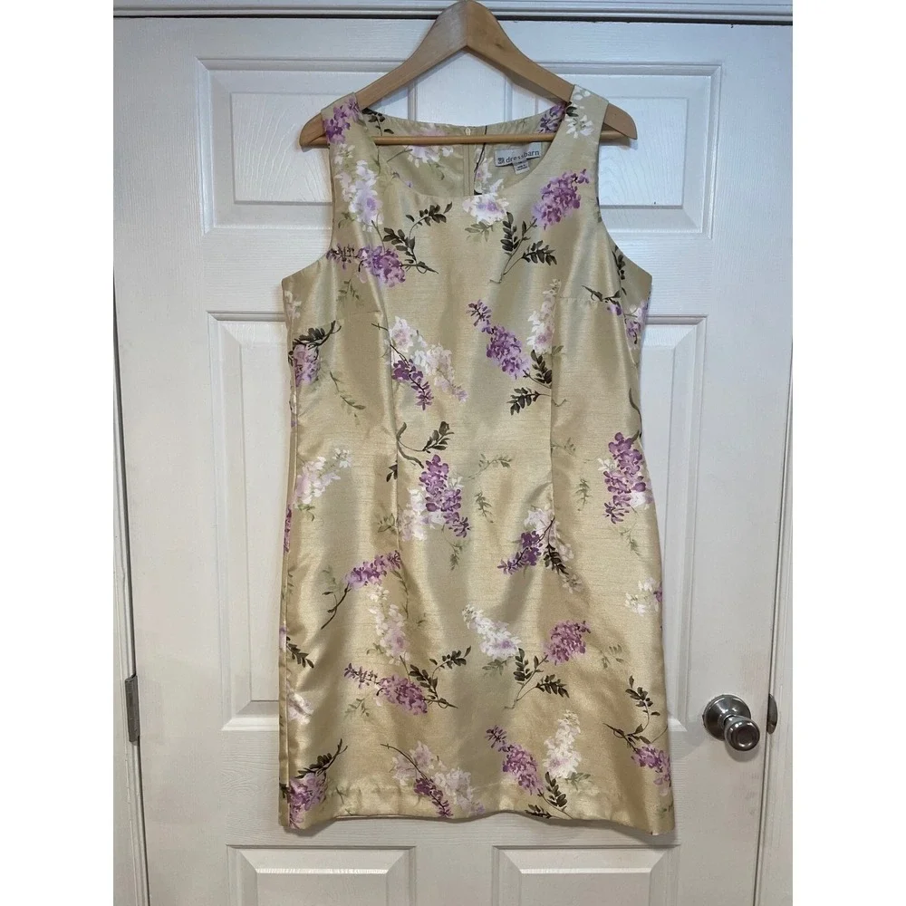 Pastel Yellow Floral Tank Midi Dress Jacket Set Elegant Party Church XL 14 Chic‎